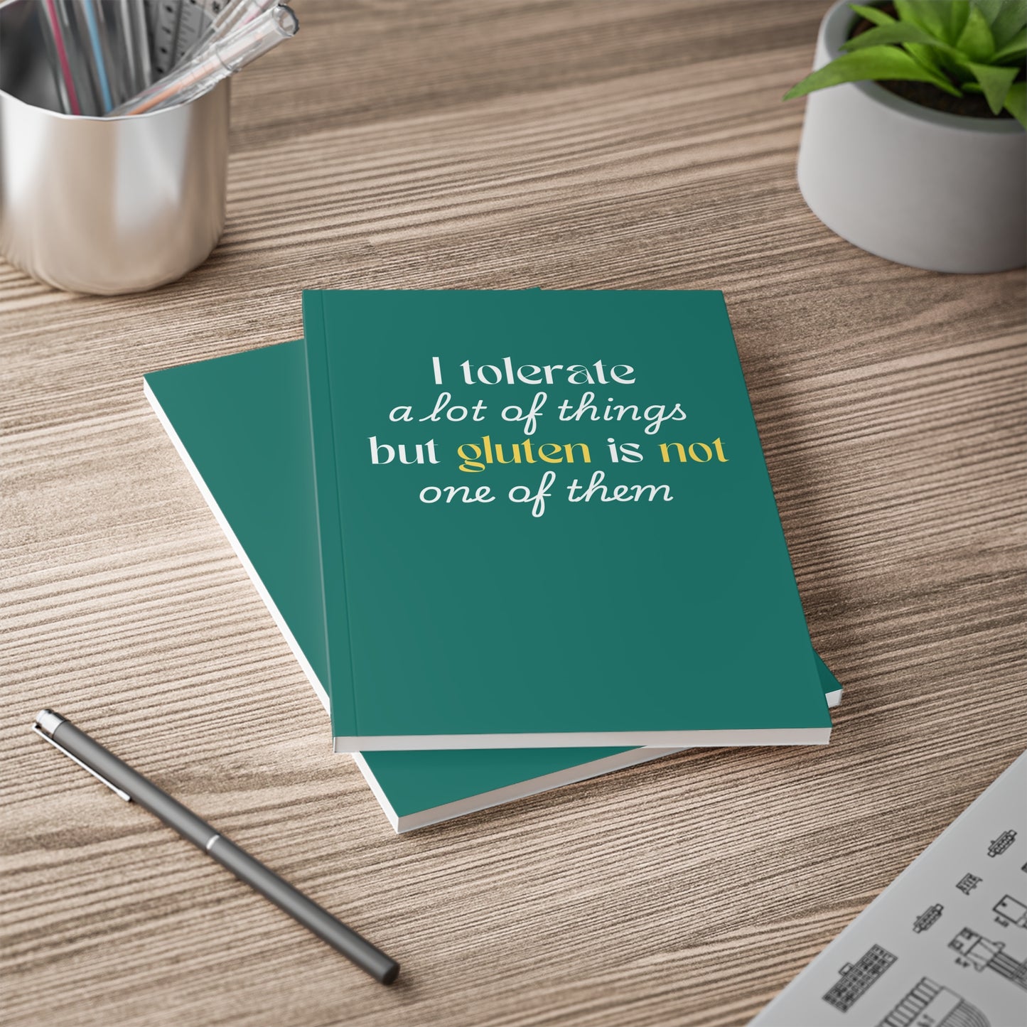 "Intolerant to Gluten" Softcover Notebook, A5